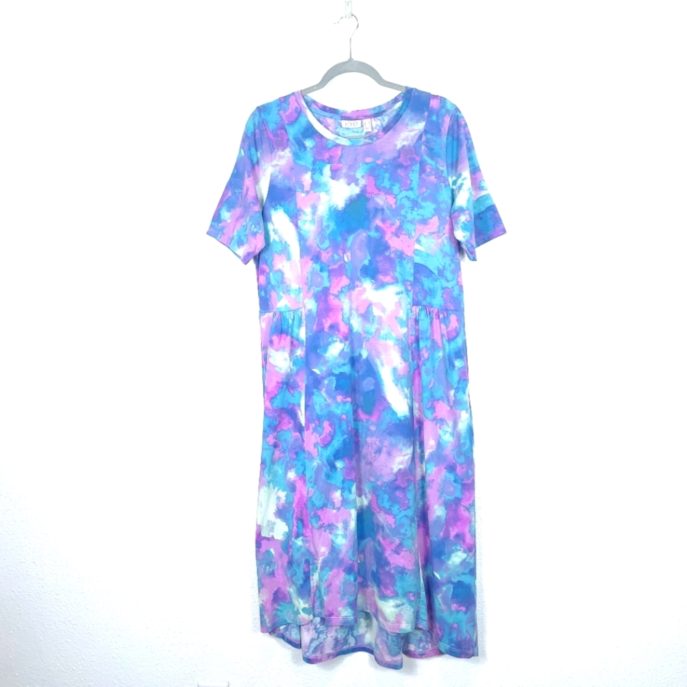 LOGO By Lori Goldstein Tie Dye Jersey Midi Dress